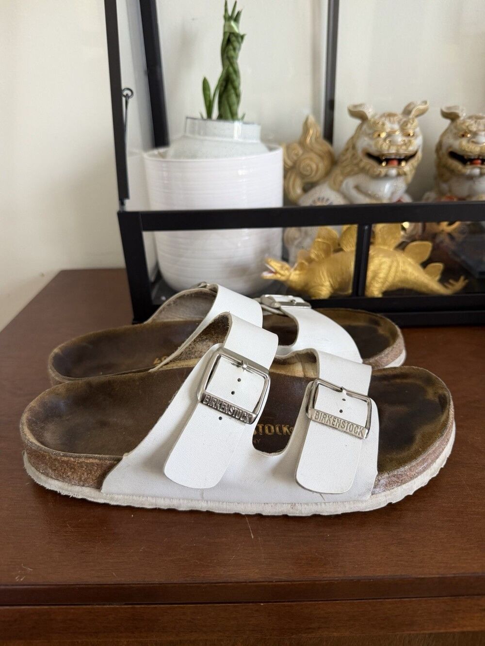 Birkenstock Arizona White Leather Sandals Womens US 9 EU 40 Regular - Picture 2 of 7
